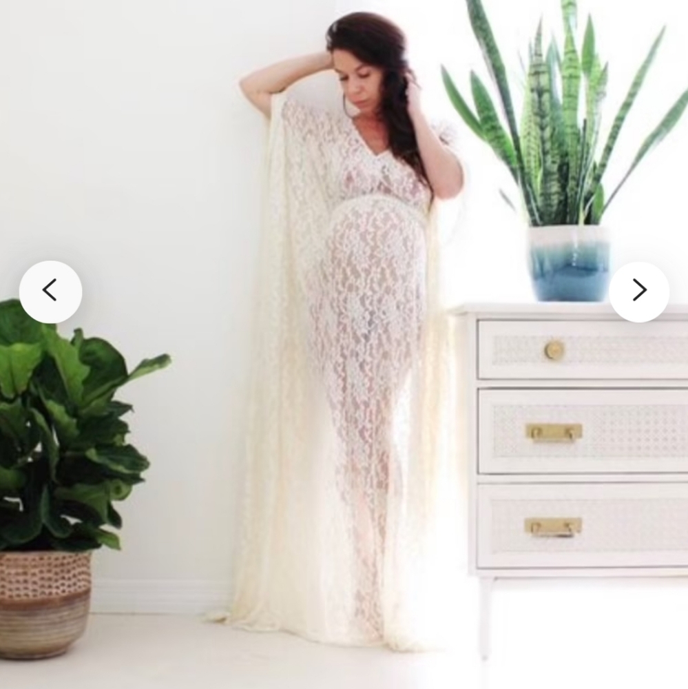 Maternity photoshoot baby shower lace gown